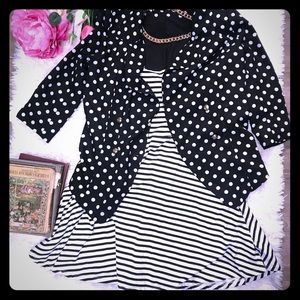 PINK Black and White Striped Tank Dress